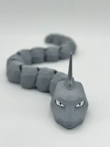 Flexi 3D Printed Onix 24 Inch Toy Statue Flexible Articulated Fidget Hand Painted Statue Snake Figurine
