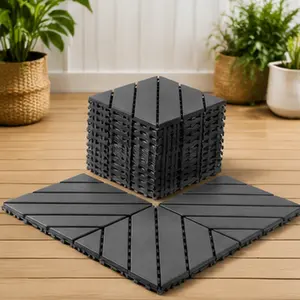 Plastic Interlocking Decking Tiles 44 Pack 12x12 inch Waterproof Outdoor Flooring for Patio Backyard Pool Deck Dark Gray Interlocking Floor Tiles All-Weather Use Easy Install DIY, Home Furniture and Household Product Search Terms