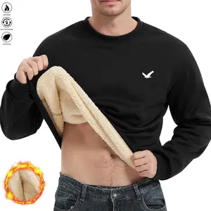 Men's Comfort Fleece-Lined Sports Shirt - Warm Autumn/Winter Pullover, Long Sleeve, Crew Neck, Casual Style, Cozy Layering Piece | Casual Top | Fleece Lining for Extra Warmth & Comfort