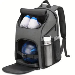 Bosynoy Ultimate Bowling Backpack - Durable Polyester, Multi-Pocket Design with Shoe Compartment & Protective Foam Padding Single Ball, Fits US Men's Size 16 - Perfect Gift Bowling Enthusiasts