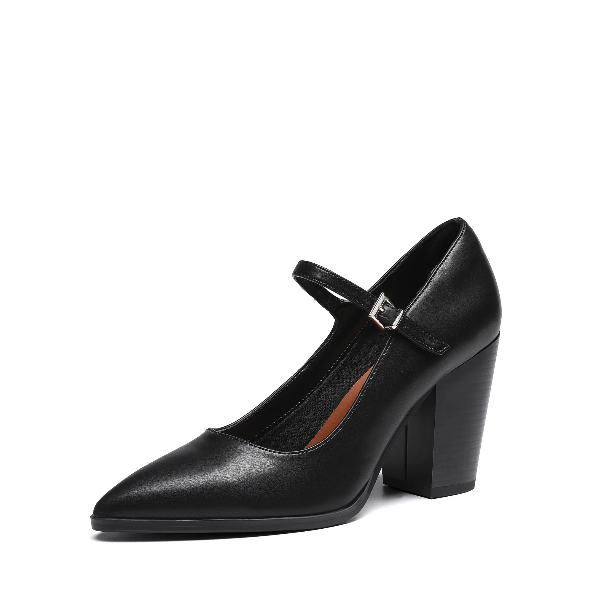 Dream Pairs Women's Classic Stylish Retro Mary Jane High Heels - Pointy-Toe Chunky Heel, Buckle Strap, Padded for Comfortable Casual Business Office Wear, Elegant, Block Heel, Pointed Toe, Retro Look, All Seasons, Cushioned, Office Footwear, Textured Uppe