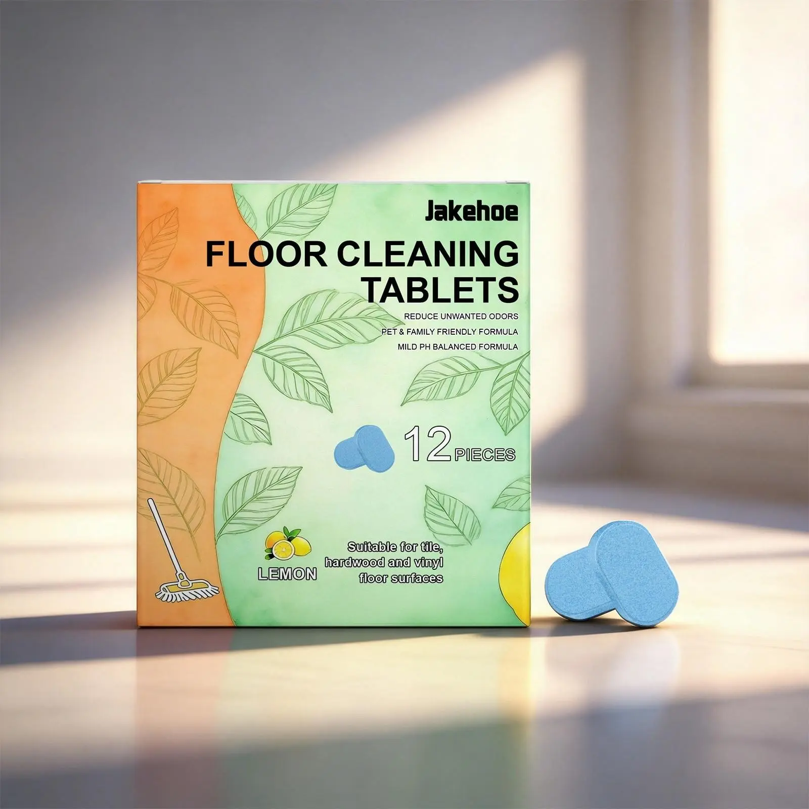 Floor Cleaning Tablets, 12 Pieces Per Pack, Home Cleaning Products, Home Care Supplies, Household Cleaning Supplies, Scented Tile Hardwood Floor Cleaner Stain Removal Fragrant Fragrance Clean Shine Effervescent Tablets