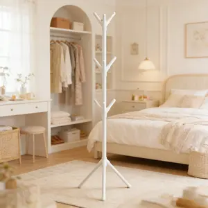 Multi-Functional Standing Clothes Organizer, Mobile Design for Home Storage, Ideal for Coats, Hats, Scarves, Office, Entryway, Hallway, Living Room, Bedroom, Dormitory