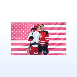 Heated Rivalry Pink Flag |   Ilya Rozanov & Shane Hollander Hockey Romance |   LGBTQ Sports Love Pink American Flag |   Connor Storrie |   Hudson W