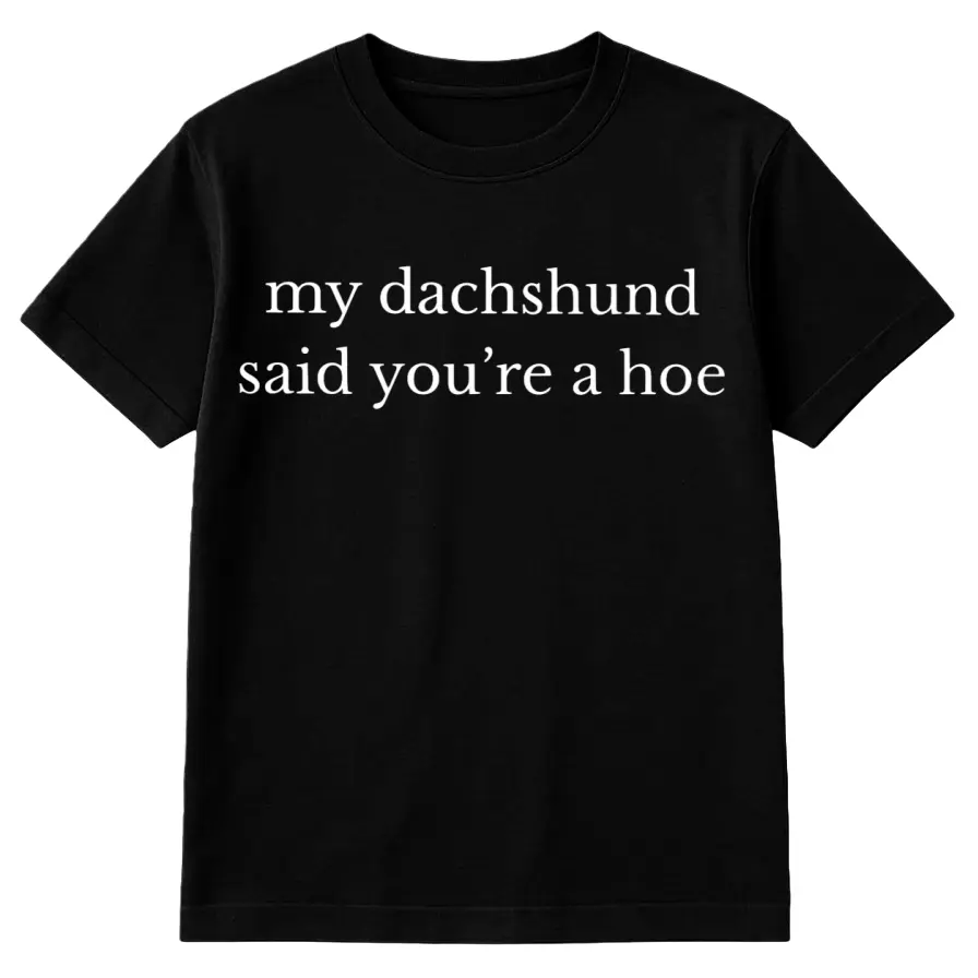 Women's Funny Dachshund Digital Print T-Shirt - Casual Clothes, Breathable Cotton Short-Sleeve, Classic Round Neck, Unisex Look, Hand Wash Suitable for Valentine's Day