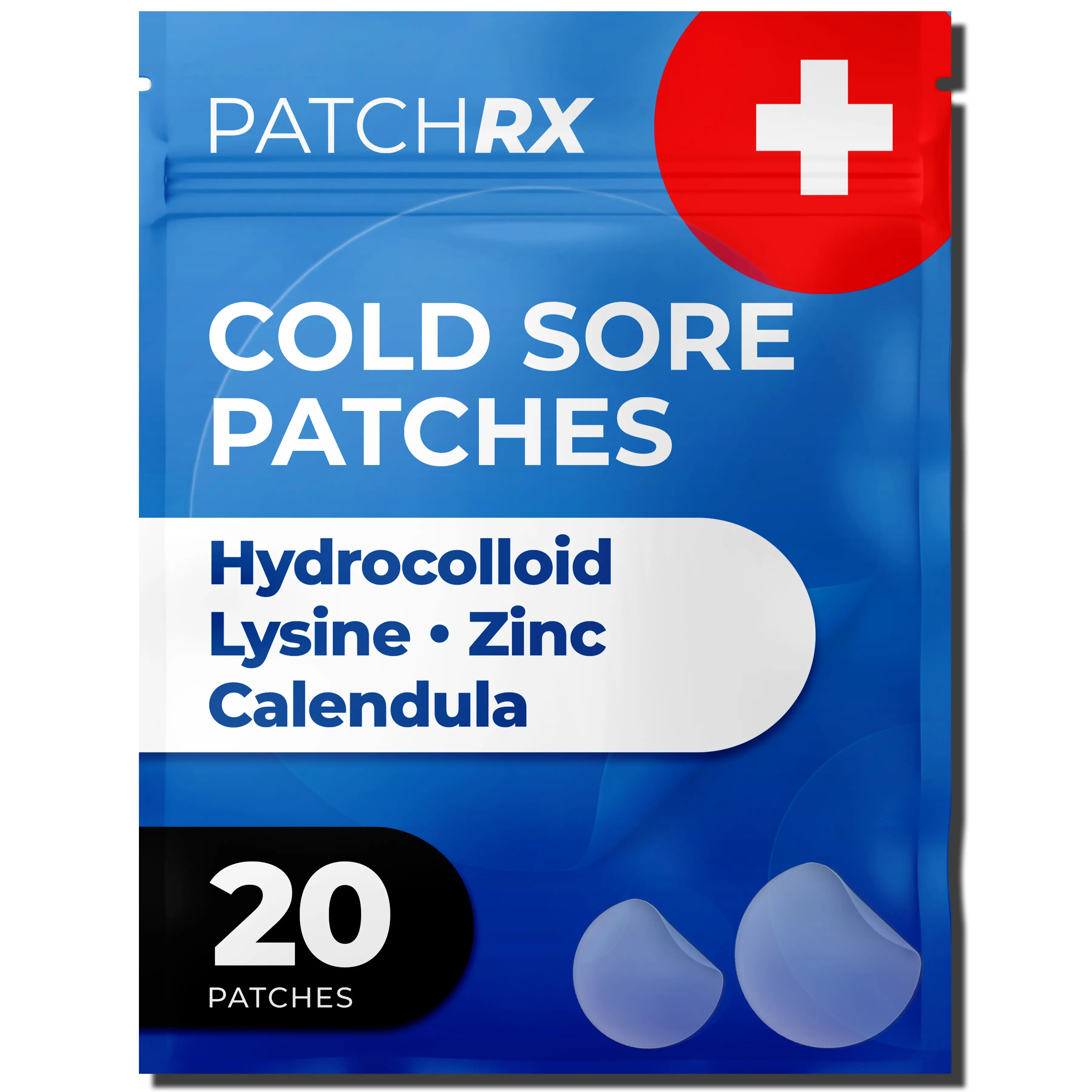 PatchRx Cold Sore Patches for Lips (20 Patches) Lysine, Calendula & Zinc – Hydrocolloid Cold Sore Patch for Lip Treatment (Overnight or Day-time Remedy), Fever Blister Patches