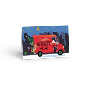 Stonehouse Collection Delivery Truck Christmas Card, Santa Driving Red Delivery Truck Holiday Card, 12 Cards and 12 Envelopes - Made in the USA