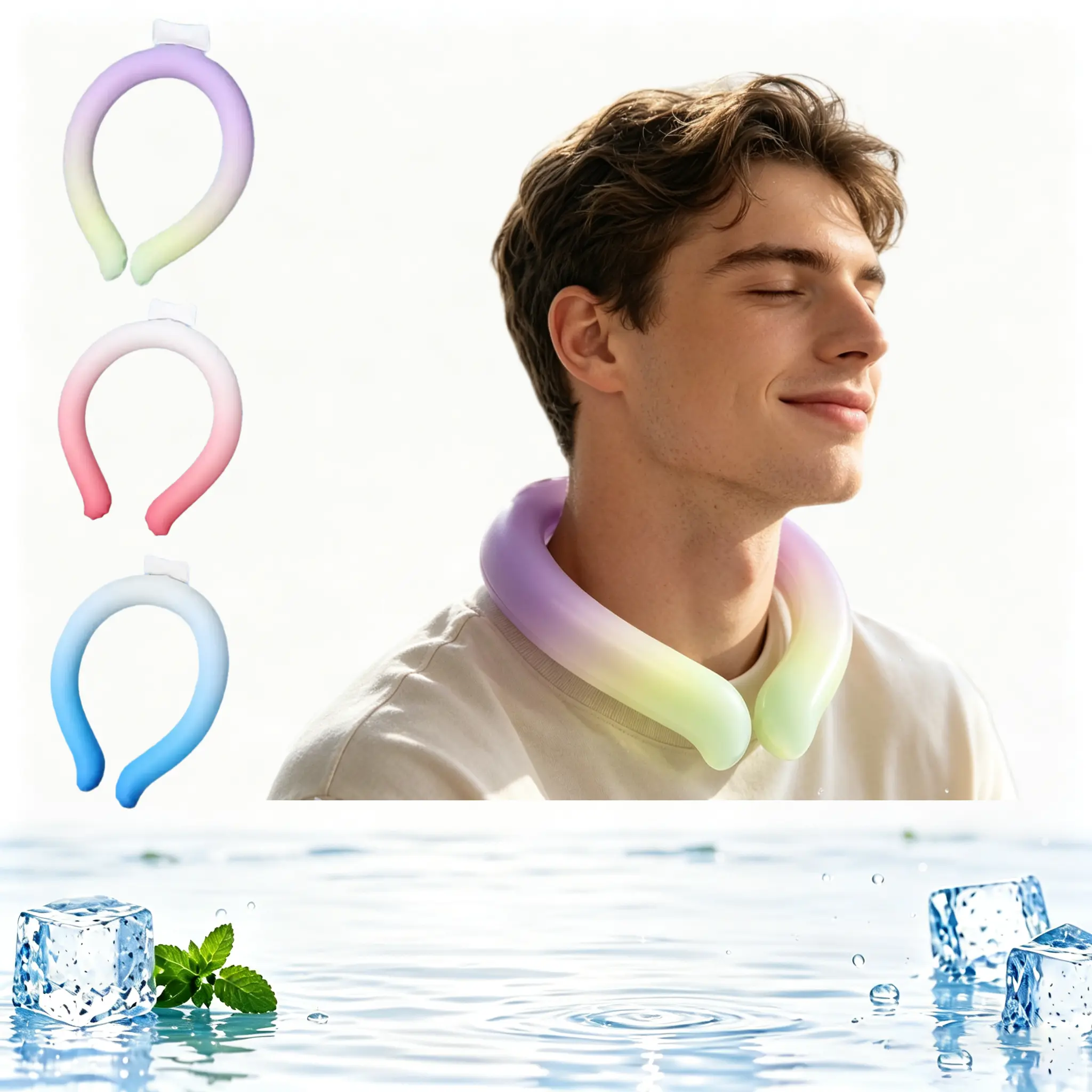 Reusable Neck Cooling Tube Wearable Cold Pack - With Cold-Insulated Bag, Freezes Below 64°F/18°C, Summer Hot Weather Relief Essential, For Outdoor Sport/Indoor Use, Gift Option, Neck Wrap, Gel Pack