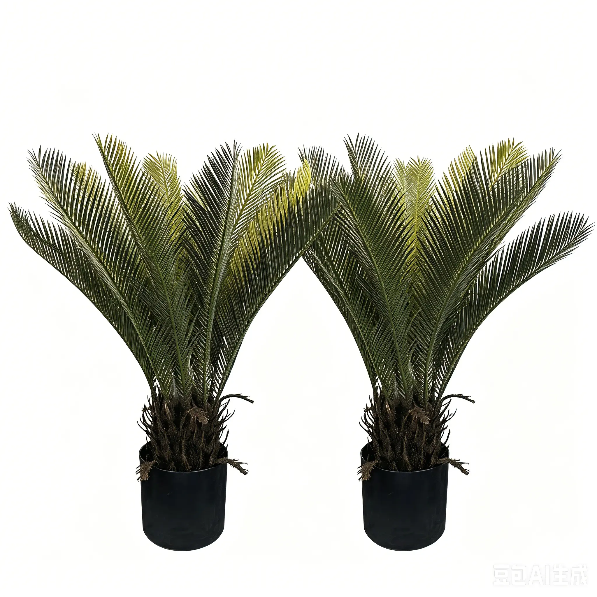 2 Packs 2.3FT Artificial Cycad Plants, Faux Sago Palms with Planters, Lifelike Tropical Greenery Decorative Pieces for Indoor Home Office Decor - No Maintenance