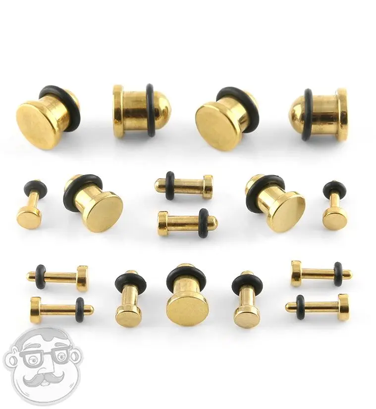 Simple Single Flare Gold Steel Plugs