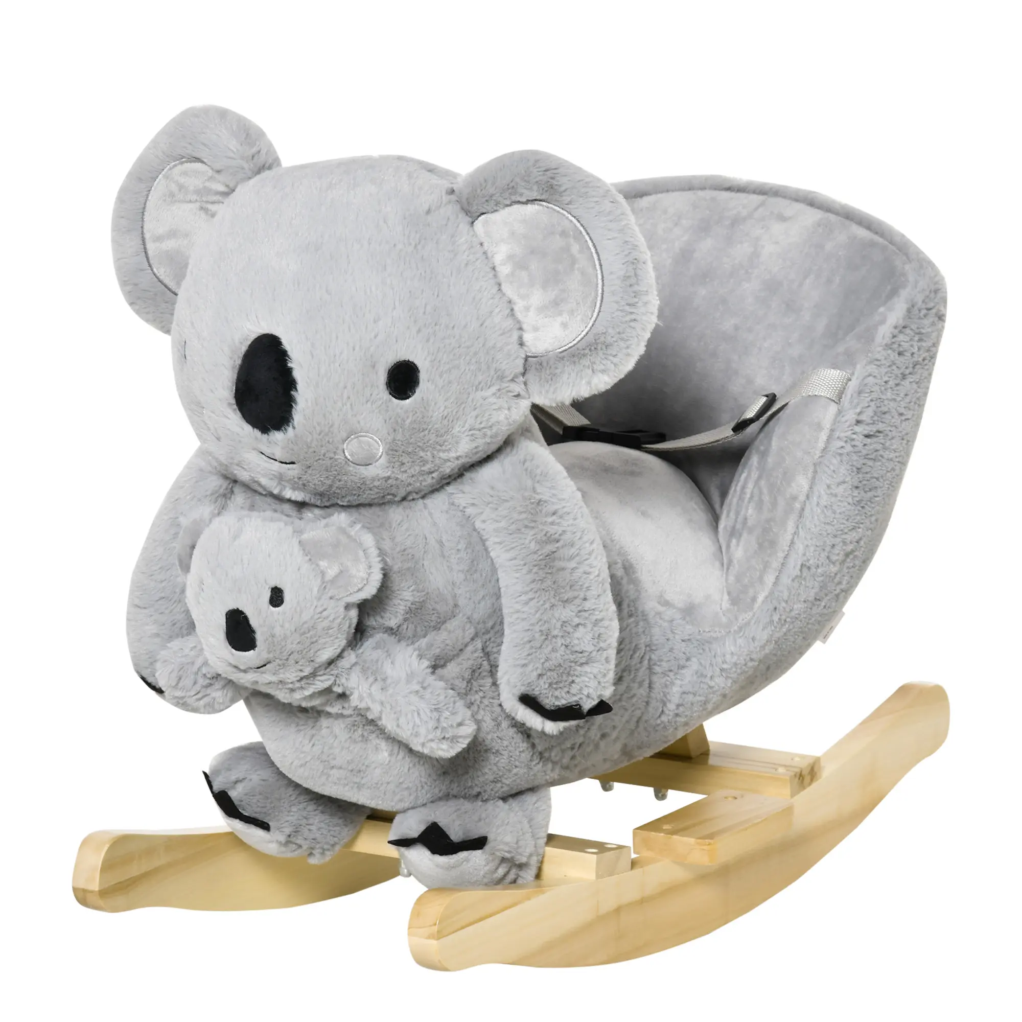 Cute Koala Plush Rocker for Toddlers 1-3 Years, Unisex Ride-On with Padded Body, Realistic Sounds, and Sturdy Curved Rails, 2 - 3 Years, Pp, Daily Play, Children Development, Pp Cotton, Ride-On Toy, Steady Rails, Koala Theme, Improves Balance, Soft & Hugg