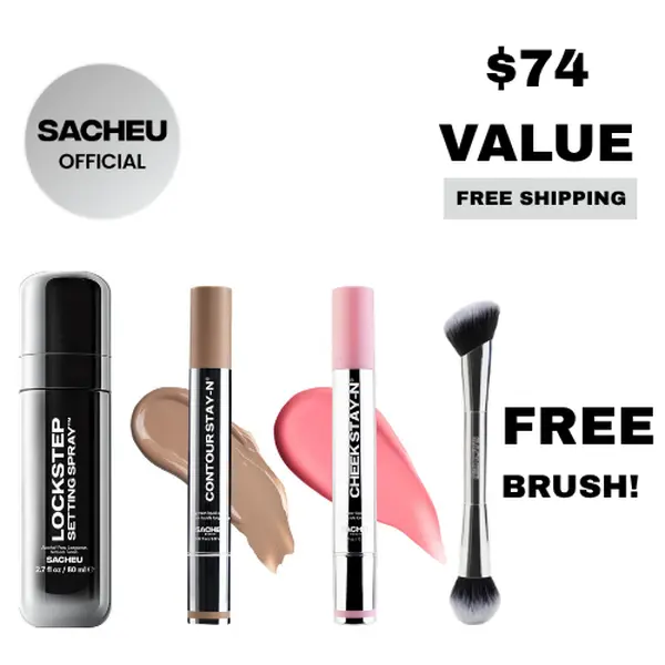 sacheu Full Face Locked In | FREE Cheek & Contour Brush Included | Contour, Blush & Setting Spray | 16-Hour Full-Face Base Kit sacheu Full Face Locked In | FREE Cheek & Contour Brush Included | Contour, Blush & Setting Spray | 16-Hour Full-Face Base Kit