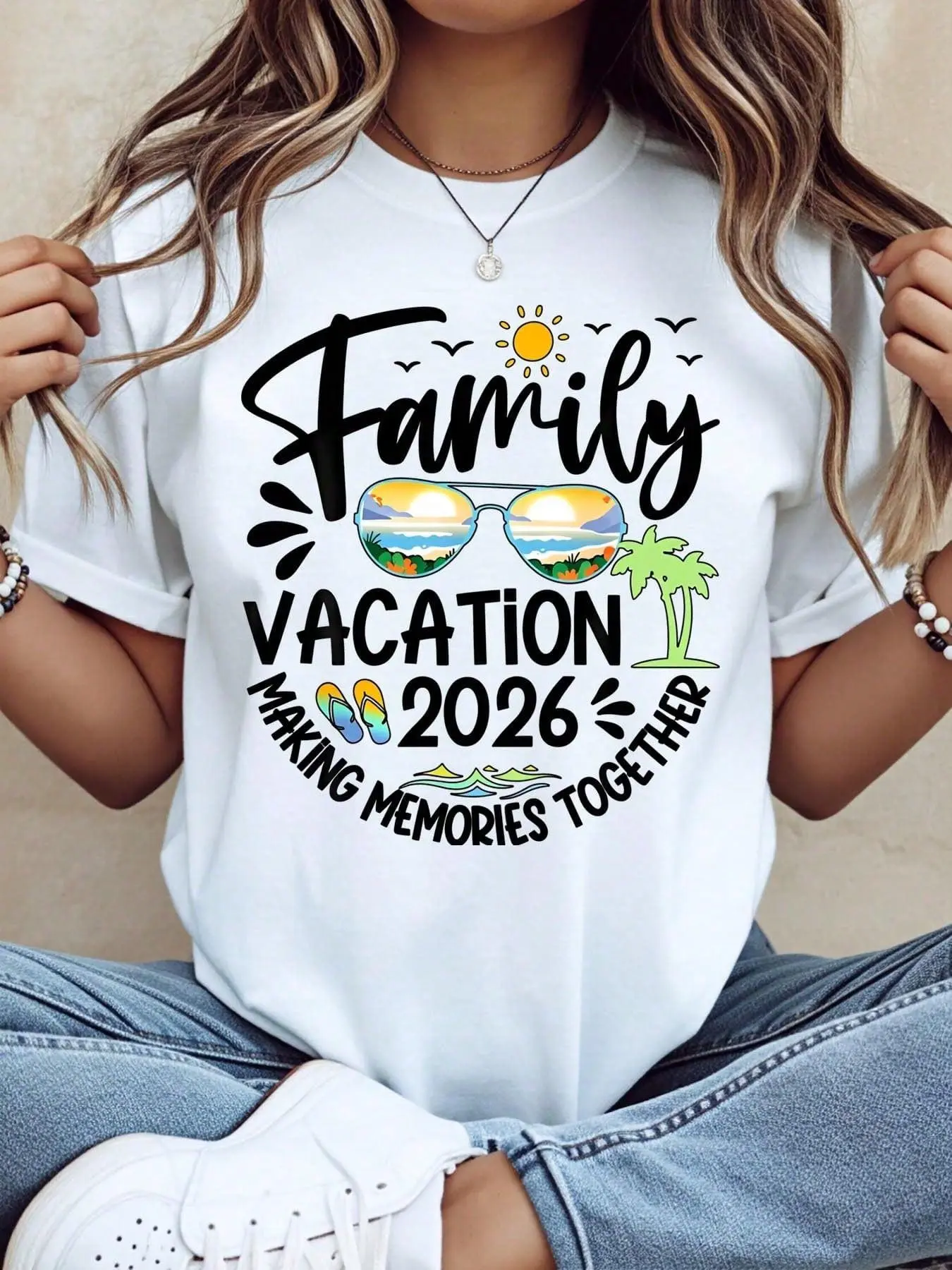 Family Vacation 2026 Making Memories Together Summer Beach Shirt For Women Men Unisex T-Shirt Vacation Outfit Family Trip Gift All-Season Casual Wear Comfortable, Soft Short Sleeve Crew Neck 100%Cotton