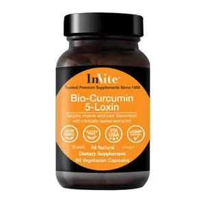 InVite Bio-Curcumin 5-Loxin Capsule Supplement - Natural & Herbal Joint Support for Muscle Soreness & Inflammatory Response - 60 Vegetarian Capsules