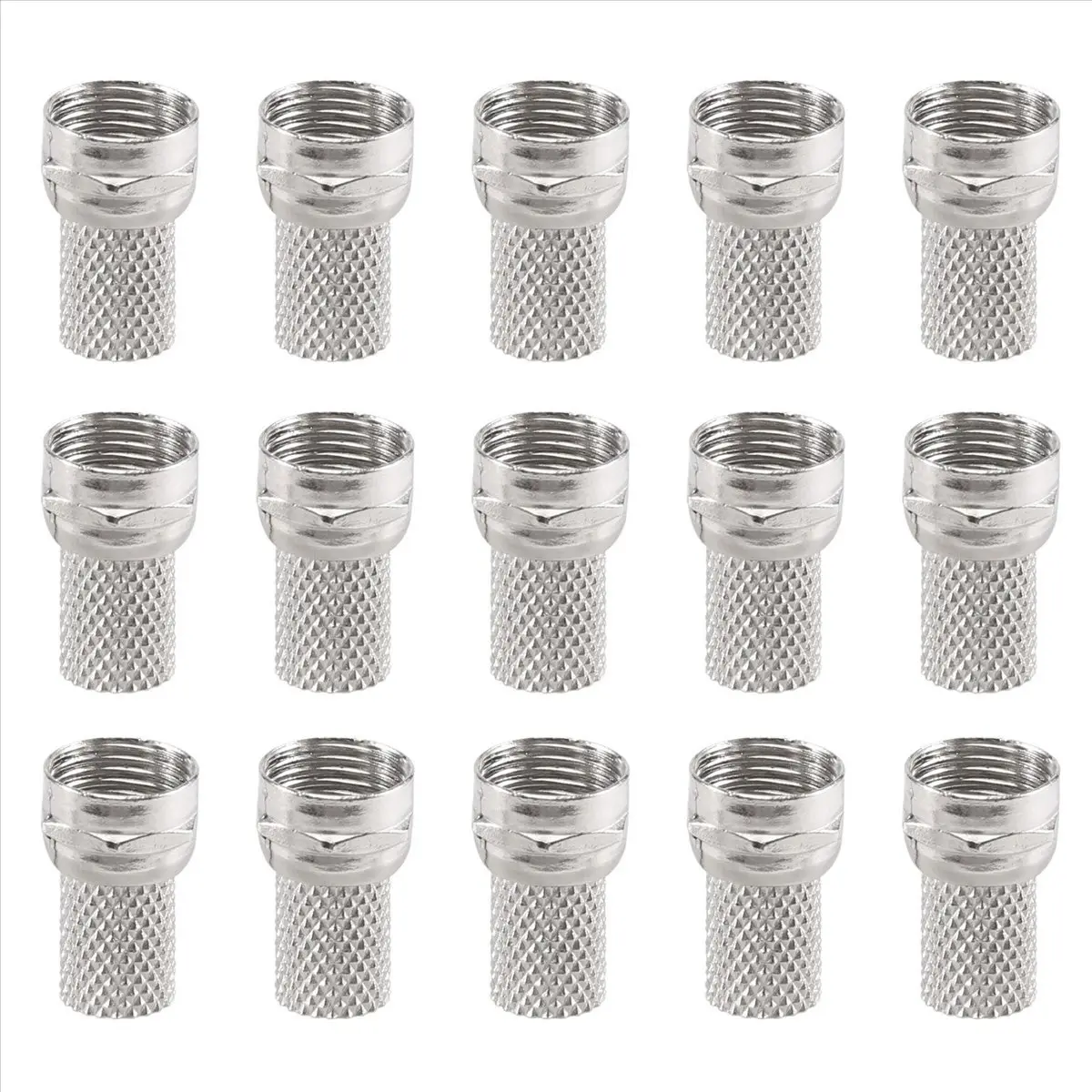 15 Pcs Plated Alloy Easy-to-Assemble RG6 F-Type Male RF Coaxial Connectors for CCTV, Broadband Cabling, Automotive & Motorcycle Wheel/Rim Accessory Replacement Parts