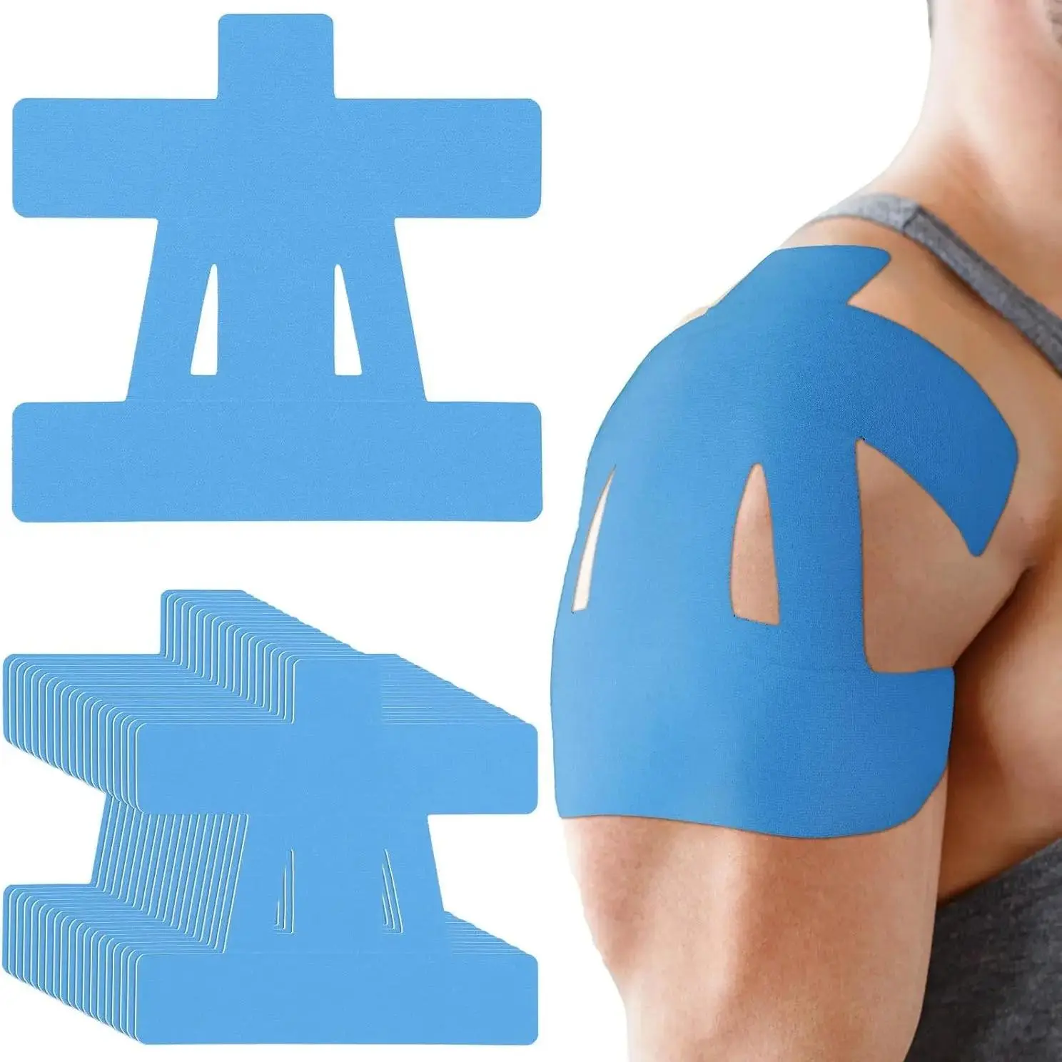 Pre Cut Kinesiology Tape 10 Pack Waterproof Elastic Muscle Pain Relief Tape for Shoulder Knee Baseball Running & Gym