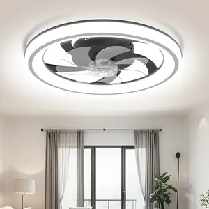 DEMILARE Ceiling Fan with Light and Remote, Dimmable LED Ceiling Fan Light, 6-Speed Quiet Motor with Forward and Reverse Mode, Modern Flush Mount Ceiling Fan for Bedroom, Living Room, Kitchen, Black or White Finish, Stock Up,Mother's Day