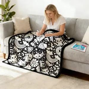 DIY Coloring Blanket Kit for Kids & Adults - Art Project Throw - Creative Activity with Markers - Unique Birthday, Holiday, or Special Occasion Gift - Customizable Cozy Home Decor Craft Set