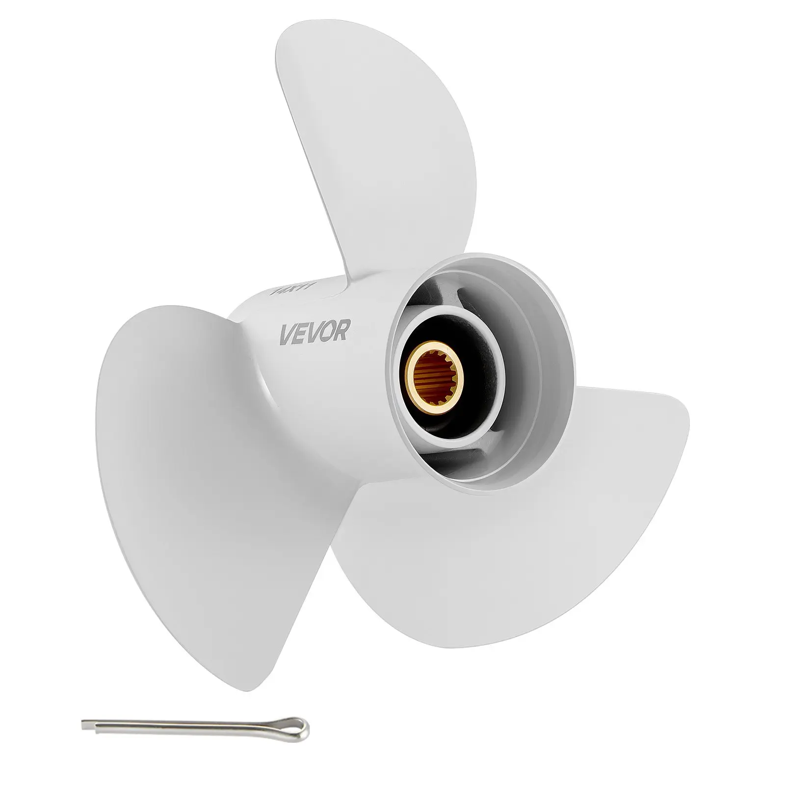 VEVOR Metal Boat Propeller - Upgrade OEM 15 Spline Tooth Aluminum Outboards, 3-Bladed Right Hand Rotation, Fits Yamaha 50-130 HP Engines, 4-1/4" Gearcase, OEM 6E5-45954-00-EL