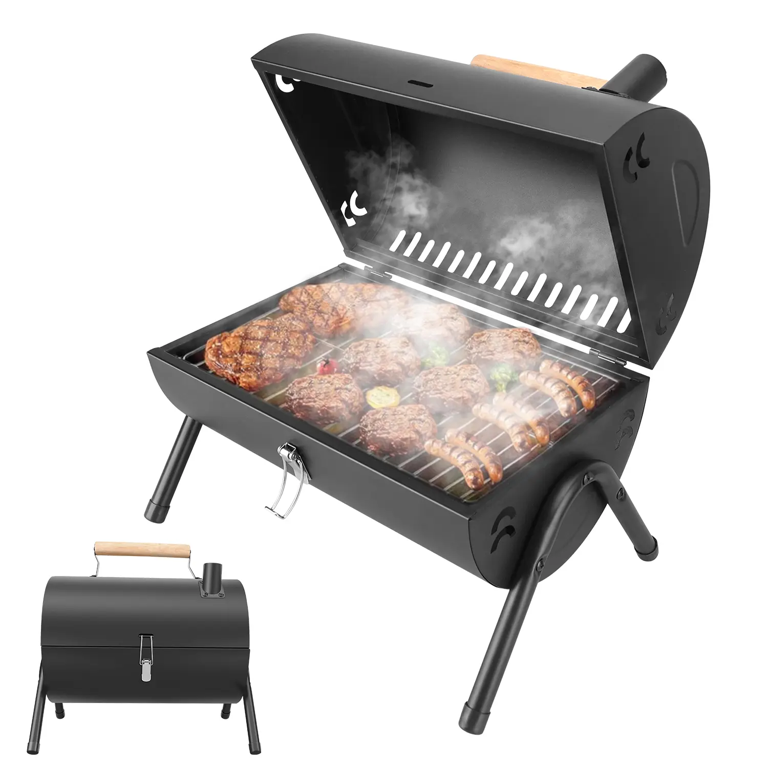 Portable Charcoal Grill – Small Folding Mini Black BBQ, Compact Tabletop Grill for Camping, Picnic, Backyard & Patio
