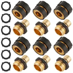 6 Set Quick Connect Hose Fittings for Garden Hose Quick Connector with Gasket, 3/4 Inch GHT Male and Female Attachment Quick Release Water Hose Adapter