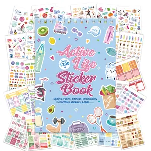 30 Sheets Cartoon Sport Paper Sticker Coil Book with Colorful Sticky Notes Fitness Action Stickers 1200+pcs DIY Decoration Scrapbooking Stickers for Planner Accessories Journaling Gym Office Supplies