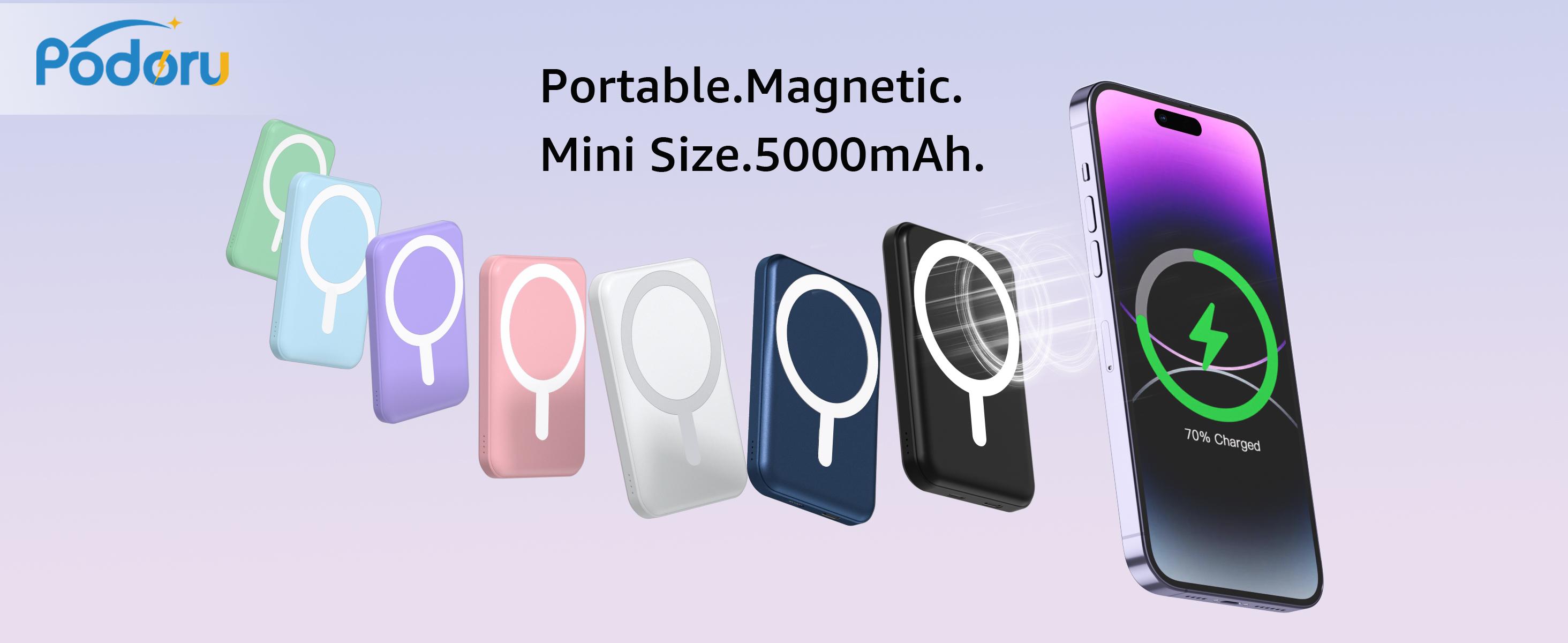 power bank portable charger power bank power bank charger magnetic power bank 5000mAh Magnetic Power Bank MagSafe Wireless Fast Charger for iPhone 12–17 Pro/Pro Max, Compact Portable Battery Pack lithium ion travel essential usb type
