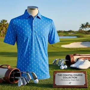 Men's Performance Printed Golf Polo Shirt - Lightweight, Moisture-Wicking, Quick-Dry, Breathable Fabric Athletic Shirt for Sports, Casual Wear (Men's Clothing)