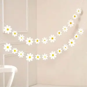 Sweet Round Daisy Banner Set, Gender Reveal Wedding Decoration, Birthday Party Gift Box Decor, 1pc/set, Party Decorations Banners