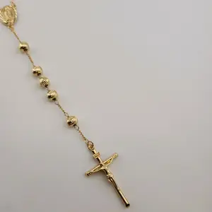 64 - 14K Gold Laminate Virgen Gold Rosary 24 Inches with Elegant Design and High-Quality Finish Exquisite Trendy Pendant for Spiritual Practices