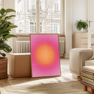 Aura Print No.4 Pink and Orange Aura, Trendy Wall Art, Aesthetic Room Decor, Gradient Art Print, Spiritual Poster - No Frame