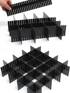 18Pcs Drawer Dividers, Adjustable Drawer Organizer for Socks, Underwear, Makeup, Can Help Tidy Kitchen, Bedroom, Dresser Black