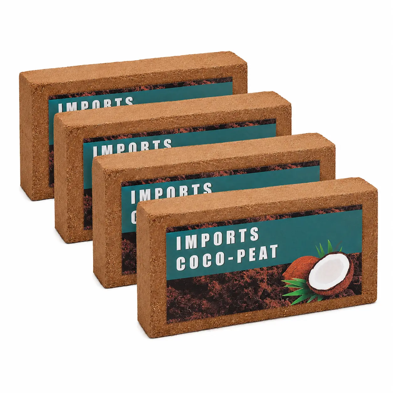 4PCS Compressed Coco Coir Bricks, Natural Coconut Fiber Plant Decorative Material for Indoor Planters, Container Display, Gardening Accessories and Home Plant Arrangement