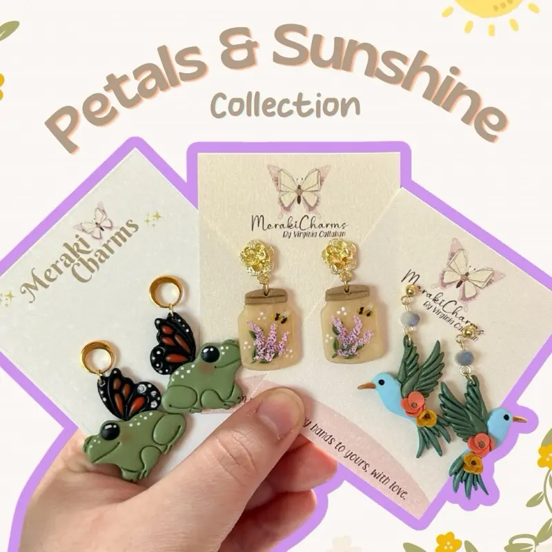 Petals n Sunshine Spring Collection Handmade Polymer Clay Earrings Lightweight Hypoallergenic Stainless Steel 1 Inch Dangle Earrings