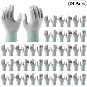 PAKNADA 24-Pair 13G ESD Antistatic Work Gloves – PU Finger Coated, Lightweight Safety Gloves for Electronics & Precision Tasks