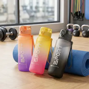 650ml Modern Gradient Color Plastic Water Bottle, Stylish Flip-Lid Leakproof Sports Kettle with Single Hand Grip, Portable for Gym & Outdoors, Ideal Mother’s Day Gift for Summer Juices, Coffee, Tea tiktokshopspringglowup