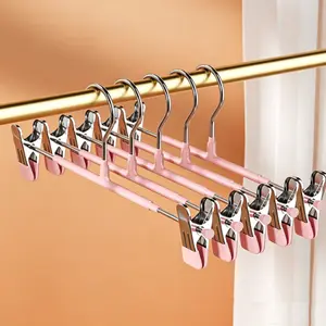 5pcs Immersion Coated Pant Hangers, Home Seamless Storage Hooks, Clothing Store Underwear Clips, Non-Slip Pants & Skirt Holders