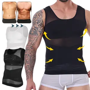 Menswear Body Shaper Shapewear Sports Workout Compression Tank Top Fitness Casual Soft Underwear Stretchy Shirt Mesh Undershirt Breathable Base Vest