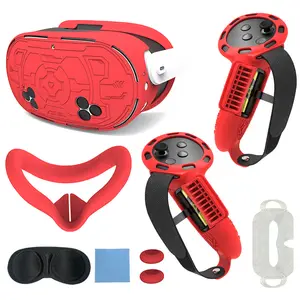 7-in-1 Protective Silicone Cover Set Compatible with for Meta Quest 3s Accessories, Included Upgrade Battery Opening Controller Grips, Silicone Face Cover and TPU Hard Shell Cover Wearable Protection