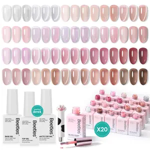 Beetles Gel Nail Polish Set Nude Pink Green Blue Red Cat Eye Uv Gel Polish with Base Top Coat, All Season Manicure Tools for Beginners Nail Art Home Christmas Gift for Women