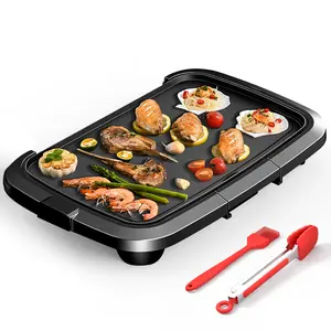 Electric Griddle Teppanyaki Grill, Indoor Smokeless Grill,10''×20'' Family-Size Cookware,5 adjustable temperatures,non-stick surface for easy cleaning,SpringTok