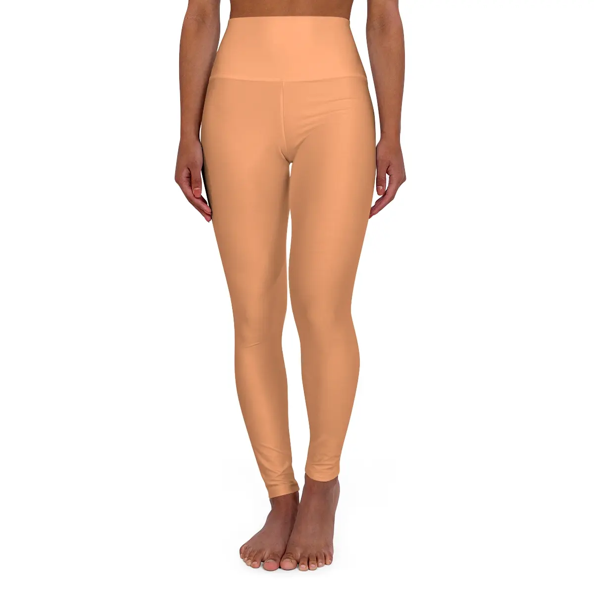 High Waisted Yoga Leggings (AOP) peach color