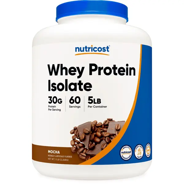 Nutricost Rich Mocha Whey Protein Isolate Powder, 5 lbs Dietary Supplement for Adults - Non GMO, Gluten-Free, Pure Ingredients, Sucralose-Free, Fitness Support