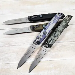 High Hardness Stock Colt II Button Side Folding Knife with Safety Lock 440C Blade Nylon Wave Fiber Handle Camping Outdoor EDC Pocket Tools