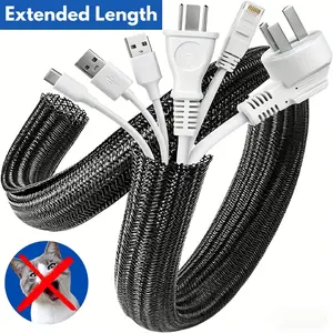 1pack Cord Protector Wire Loom Tubing Cable Sleeve - Protect Cat From Chewing, Cable Organizer, Self Close PET Insulate Cable Sock, Perfect for Home, Auto, TV, Computer and USB Power Cord Audio Video Cable Management!