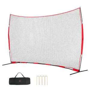 【Summervibes】VEVOR Barricade Backstop Net, 16x10 ft Ball Sports Barrier Netting, Portable Practice Equipment with Carry Bag, Protection Screen for Baseball Softball Lacrosse Soccer Hockey Training, for Backyard