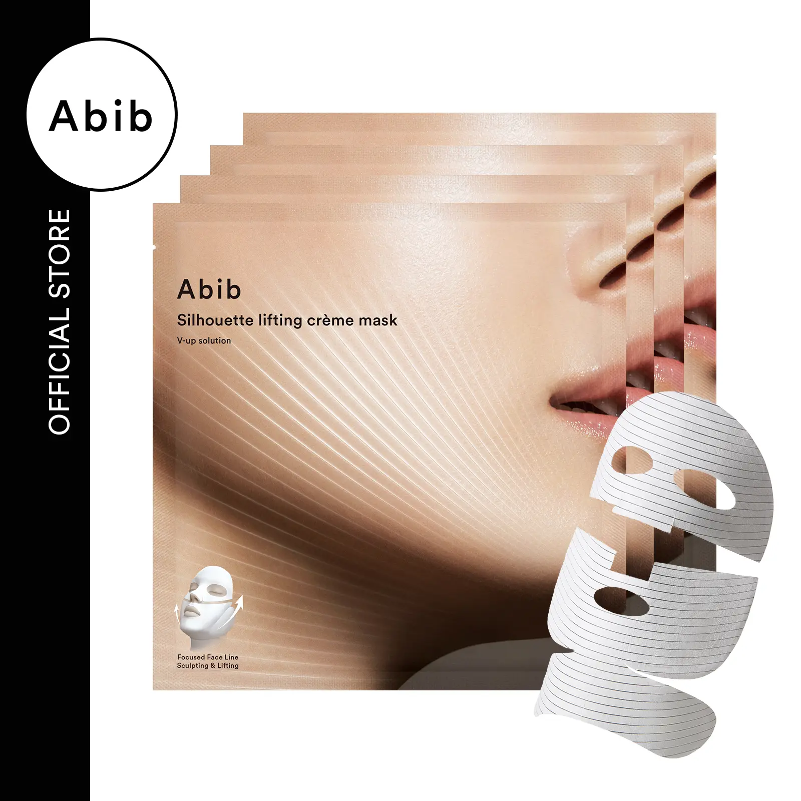 [Abib Official] Silhouette Lifting Cream Mask V-up Solution (4 sheets) l Jawline Double Chin Firming, Liftting Mask, Elasticity Care, Skin Tightening