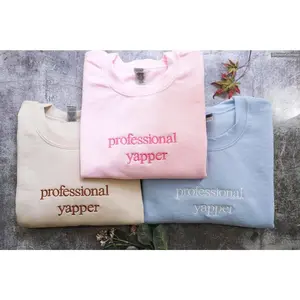 Professional Yapper Coquette Girly Embroidered Sweater, Hoodie, Tee, Funny Meme T-Shirt, Sweatshirt, Funny Crewneck, Gift for Her , Global Trending Outfits