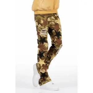 StarLane Brown Camo Stacked Flare Jean