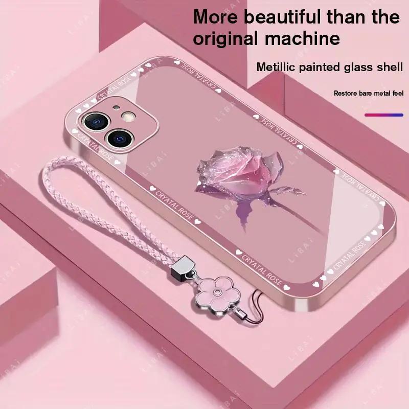 Suitable for [iPhone 12 Mini] Brand new premium phone case,  Free four-leaf clover lanyard，drop-proof and fingerprint-resistant，simple and elegant design，multiple colors available YM99